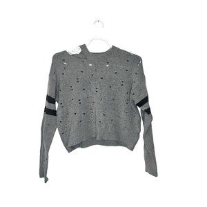 Charlotte Russe Small Grey Hole Crew Neck Sweater